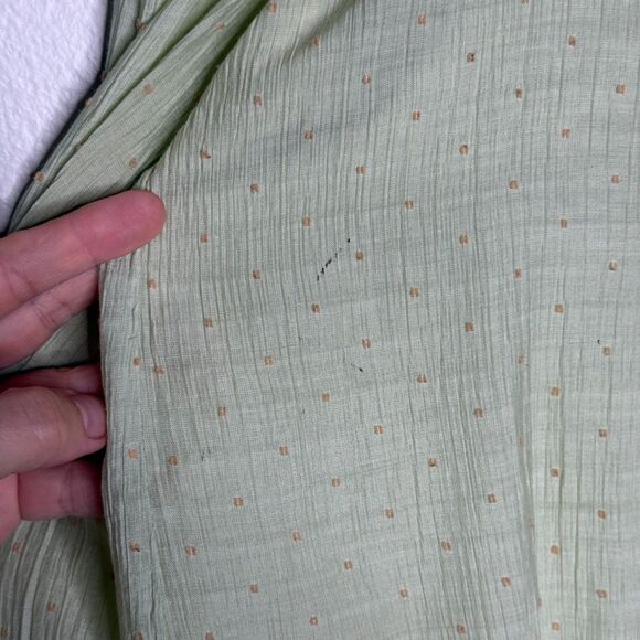 Blu Pepper Womens Peasant Top Medium Light Green Yellow Polka Dots Dainty Brunch - Picture 6 of 10